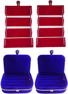 

Abhinidi Set of 4 velvet Vanity case Ring and Earring storage travelling Folder Box Vanity Box(Multicolor)