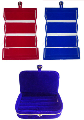 

Abhinidi Combo of 3 velvet case Ring and Earring storage travelling Folder Jewellery Vanity Box(Multicolor)
