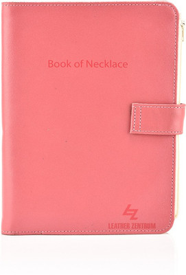 Leather Effect Book Of Necklace-Peach Jewellery Vanity Box(Pink)