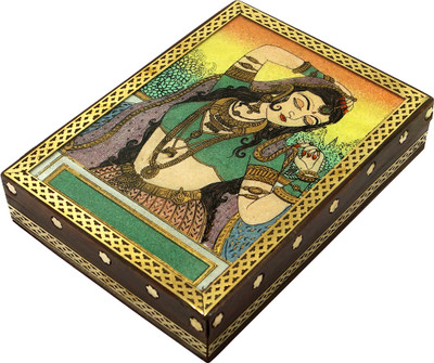 

R S Jewels Wooden Gemstone Painting Handmade Jewellery Vanity Box(Multicolor)