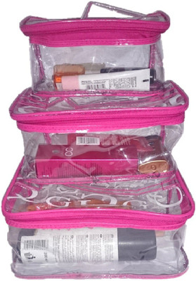 

Addyz Set of Three Vanity Cosmetic Toiletary Organizer Makeup storage Jewellery Vanity Box(Pink)