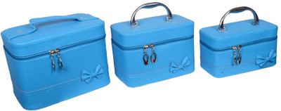 

Styler Leather Touch Combo 3 Makeup Vanity Box(Blue)