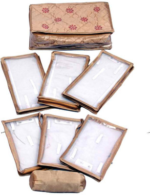 

Kuber Industries Locker Jewllery Kit Golden In Quilted Satin with Six Flaps & one Bangle Makeup Vanity Box(Gold)