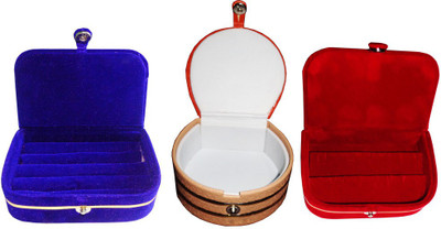 

Abhinidi Combo of 3 velvet case Ring and Earring storage travelling Folder Jewellery Vanity Box(Multicolor)