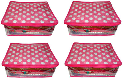 

Atorakushon 4pc Saree Salwar Suit Dress Protection Cover Garment Pouch Organiser Box Bag Storage Case Vanity Box(Pink)