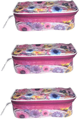 Addyz pack of three Vanity cosmetic bag jewelry Organizer Makeup storage jewellery Vanity Box(red) available at flipkart for Rs.180