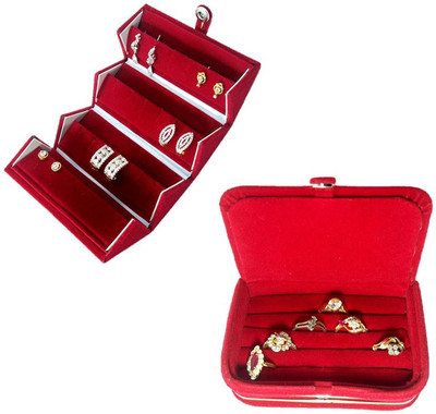 

Abhinidi Ear Ring Folder Earring case Travelling Pouch Box Vanity Box(Red)