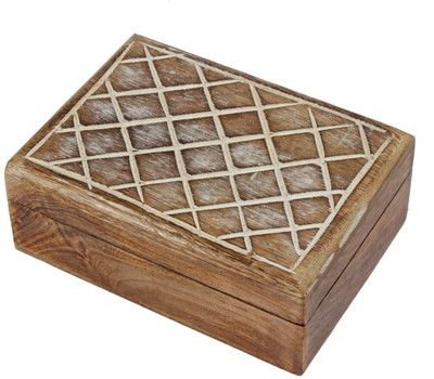 

Store Indya Rustic Wooden Organizer with Distinctive Checkered Cut-outs Design Jewellery Vanity Box(Brown)