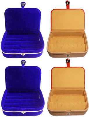 

Abhinidi Combo of 4 velvet case Ring and Earring storage travelling Folder Jewellery Vanity Box(Multicolor)