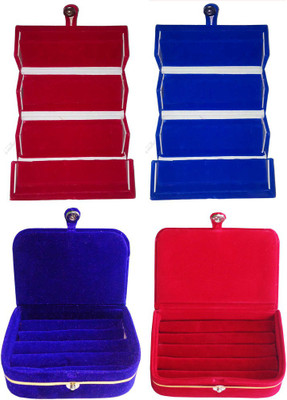 

Abhinidi Combo of 4 velvet case Ring and Earring storage travelling Folder Jewellery Vanity Box(Multicolor)