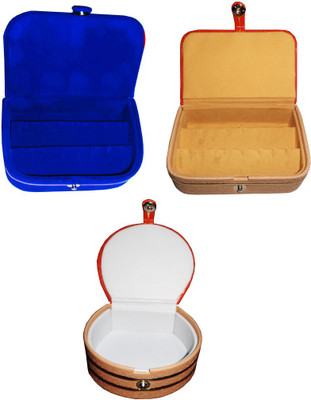 

Abhinidi Combo of 3 velvet case Ring and Earring storage travelling Folder Jewellery Vanity Box(Multicolor)