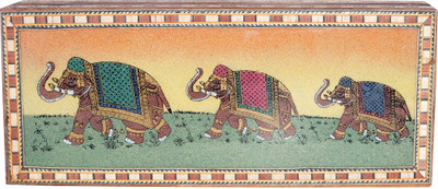 

R S Jewels Gemstone Elephant Painting Wooden Driy Fruits Jewellery Vanity Box(Multicolor)