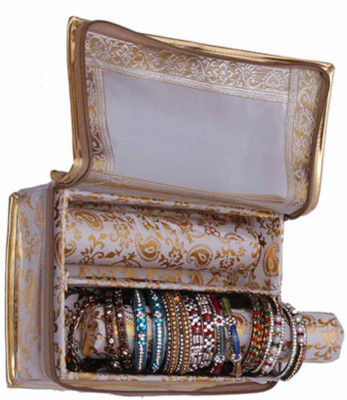 Kuber Industries Bangle Two roll Jewellery Vanity Box(Gold)