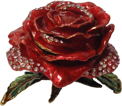 

Gift-Tech Beautiful Broad Red Rose Metal Ring With Magnetic Clouser Jewellery Vanity Box(Red)