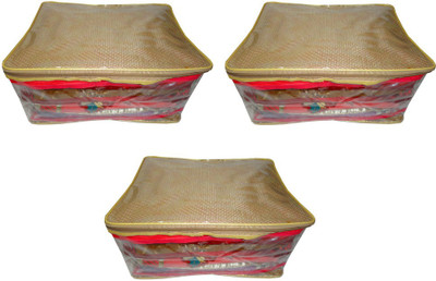 

Atorakushon 3pc Saree Salwar Suit Dress Protection Cover Garment Pouch Organiser Box Bag Storage Case Vanity Box(Golden)