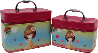 

Styler Multicolor Girl Printed PU Set of 2 (Combo) Makeup Box Multi Purpose Vanity Box(Multicolor)