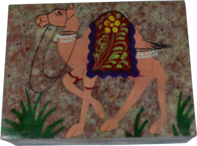 

Craftuno Handcrafted Soapstone Box With Camel Painting Work Multipurpose Decorative Vanity Box(Multicolor)