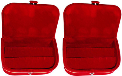 

Abhinidi Set of 2 velvet case Earring Jewelry storage travelling folder Jewellery Vanity Box(Maroon)
