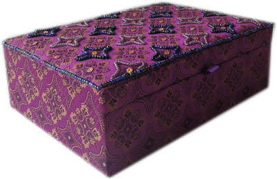 

The Decor Mart Decor Mart - Jewellery Box - Handmade - Beaded Fabric - Purple - 10 x 7 x 3 inch Makeup Vanity Box(Purple)