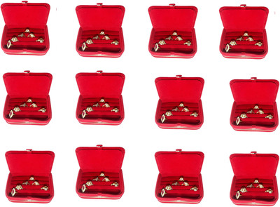 

Addyz Combo pack of 12 pcs women men ring box storage box case. jewellery Vanity Box(RED)