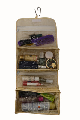 

K&P Hanging Double Folding Makeup, Jewellery, Travel, Cosmetic Vanity Box(Yellow)