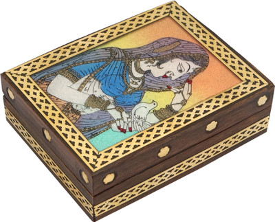 

R S Jewels Handmade Wooden Gemstone Painting Jewellery Vanity Box(Multicolor)