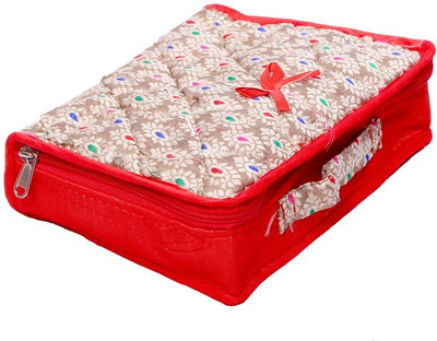 Kuber Industries Kit with Bangle in heavy Quilted Material Make Up Vanity Box(Red)