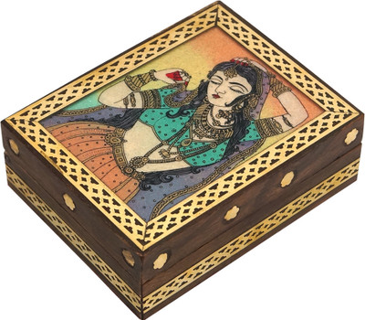 

R S Jewels Wooden Handicraft Gemstone Painting Jewellery Vanity Box(Multicolor)