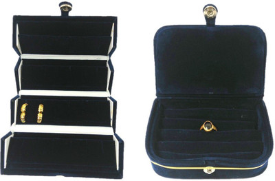 

Addyz Earring & Ring Box Jewellery Vanity Box(Navy Blue)