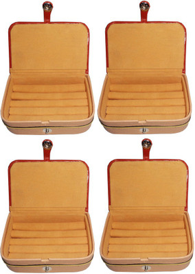 

Abhinidi Set of 4 velvet case ring Jewelry storage travelling folder Jewellery Vanity Box(Brown)