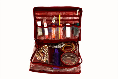 

K&P Travelling Kit Makeup and Jewellery Vanity Box(Red)
