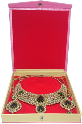 Addyz 1 Necklace Half set Earring Ring Box jewellery Vanity Box(pink)
