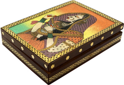 

R S Jewels Wooden Gemstone Painting Handmade Jewellery Vanity Box(Multicolor)