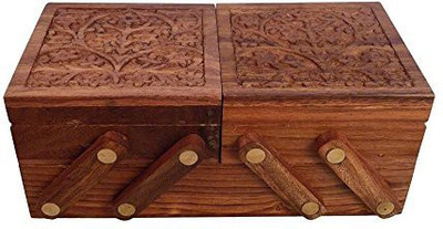

Craftsman Sliding 3 in 1 Wooden Jewellery Box Perfect Gift for Anniversary, Wedding, Birthday Vanity Box(Brown)