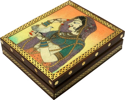 

R S Jewels Wooden Gemstone Painting Handmade Jewellery Vanity Box(Multicolor)