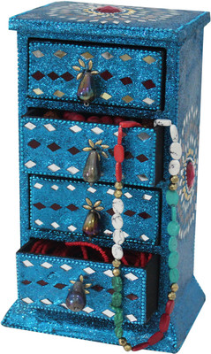

Tezerac Glittery drawer set Jwellery Vanity Box(Blue)