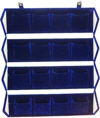 

Atorakushon 16 pair Earrings Folding jewellery Organizer Folder Box Storage Case Vanity Box(Blue)