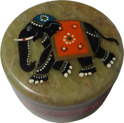 

Avinash Handicrafts Soap Stone Elephant Painted 3" Jewellery Vanity Box(Multicolor)