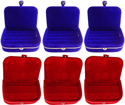 

Abhinidi Combo of 6 velvet case Ring and Earring storage travelling Folder Jewellery Vanity Box(Multicolor)