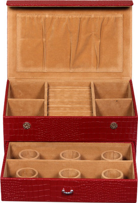 

Leather World Beautiful Storage Vanity Box(Maroon)