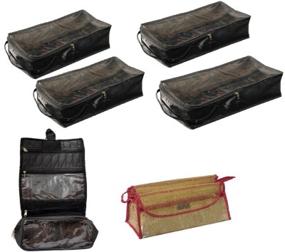 

Srajanaa Travelling kit - shoe cover (2 Big and 2 small) , Shaving kit and Makeup Set Multiutility Vanity Box(Multicolor)