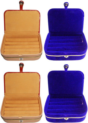 

Abhinidi Combo of 4 velvet case Ring and Earring storage travelling Folder Jewellery Vanity Box(Multicolor)