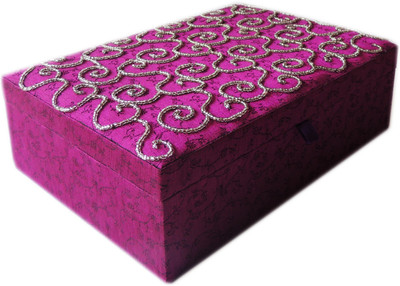 

The Decor Mart Decor Mart - Jewellery Box - Handmade - Beaded Fabric - Purple - 10 x 7 x 3 inch Makeup Vanity Box(Purple)