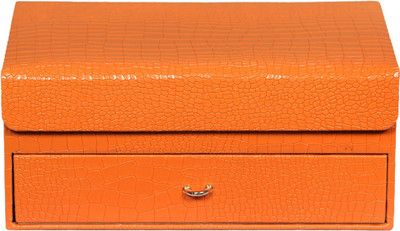 

Leather World Beautiful Jewellery Vanity Box(Orange)