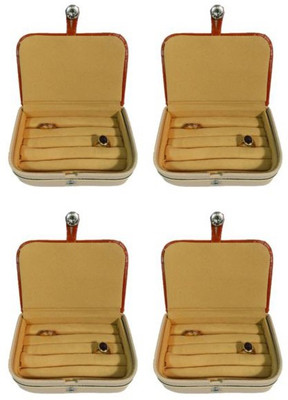 

Abhinidi Pack of 4 Ring box earring case Travelling Pouch Box Vanity Box(Brown)