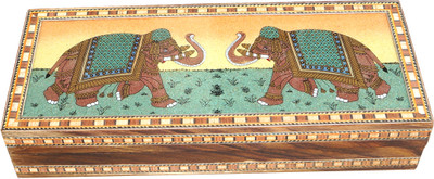 R S Jewels Elephant Gem Stone Painting Jewellery Vanity Box(Multicolor)