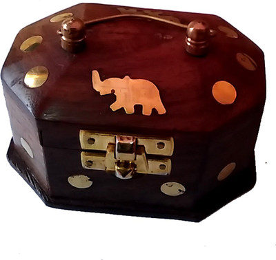 

SwadesiBuyzzar wooden Box Multipurpose Vanity Box(Brown, Golden)