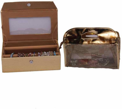 

Kuber Industries Bangle Two roll & Vanity Box Jewellery Vanity Box(Gold)
