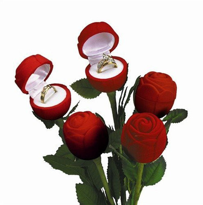 Vlove Rose Ring Jewellery Vanity Box(Blue)