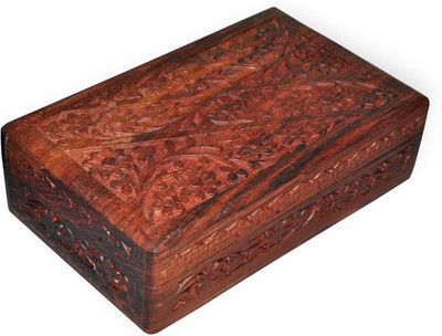 

DakshCraft Handmade Floral Hand Carved Makeup And Jewellery Vanity Box(Brown)